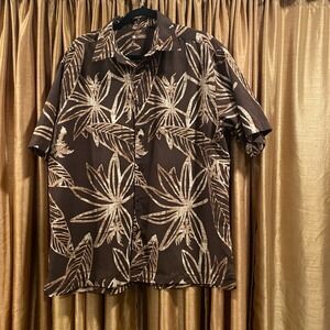 Centro Men's Brown Leaf Print Casual Shirt